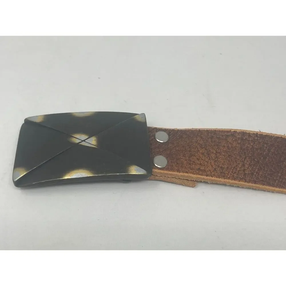 Express Design‎ Studio Leather Belt Brown Designer Style Buckle Size 34